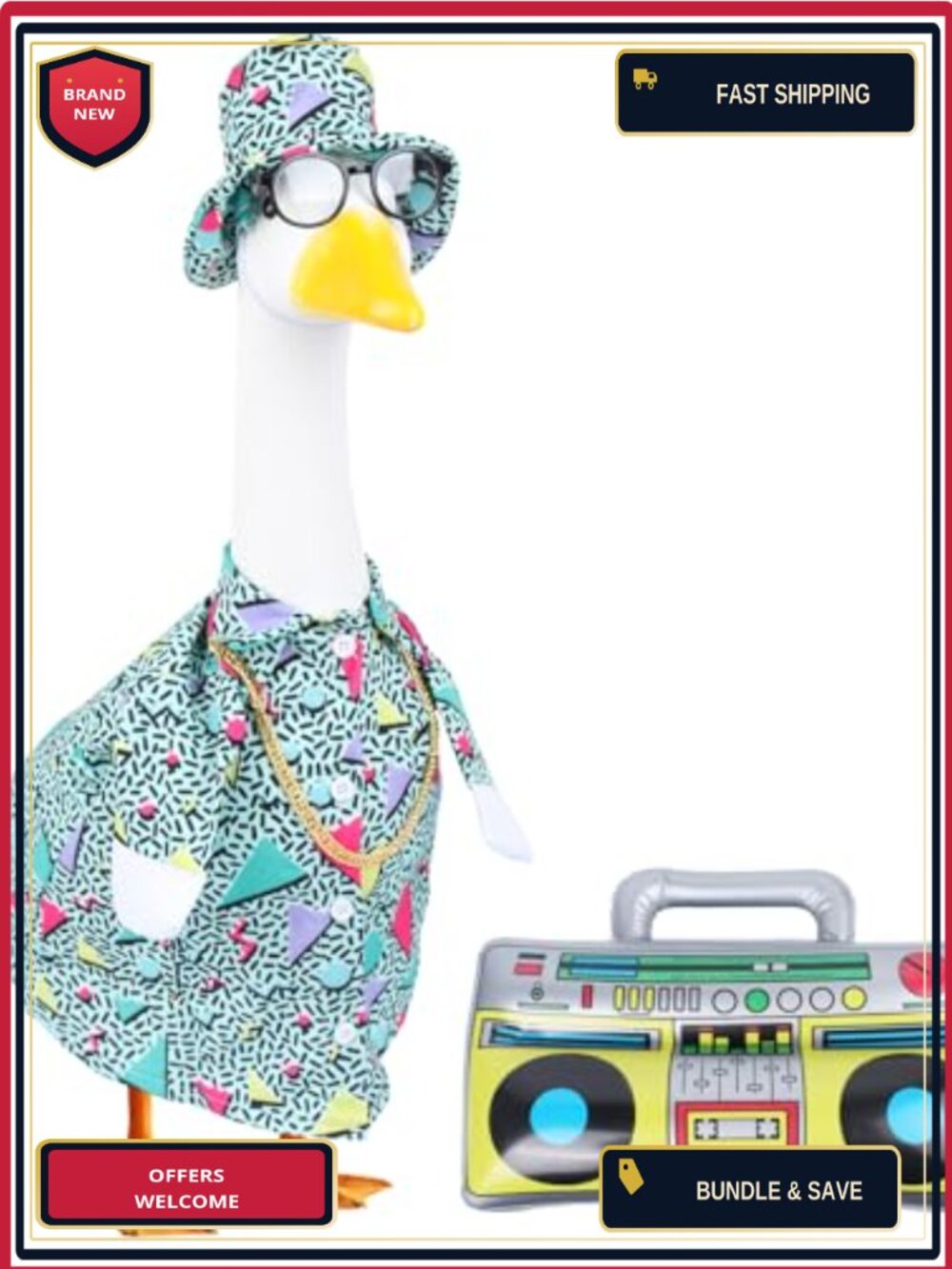5 Pc Retro Hip Hop Porch Goose Outfit 80s 90s Party Costume Set